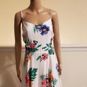 Old Navy White Spaghetti Strap Flowered Dress